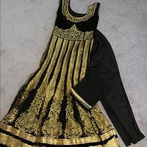 Elegant Black and Gold Embroidered Dress